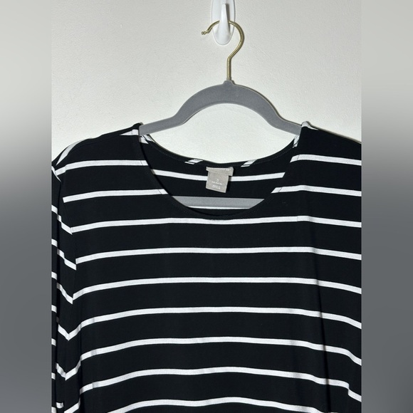 Chico’s Black and White Striped Women's Top with Side Tie Size 3 (XL) - Picture 2 of 9
